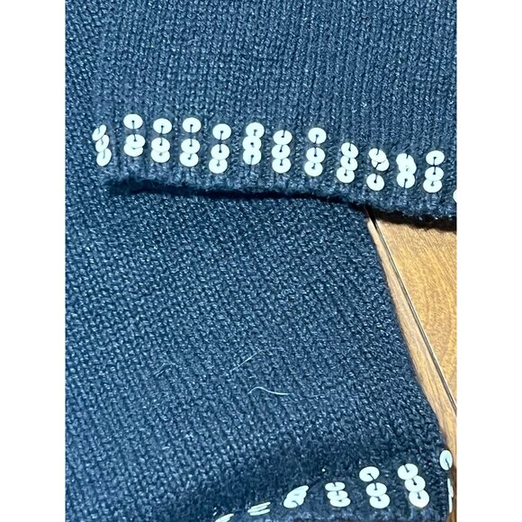 Design Originals Joy Sequin Beaded Snowman Full Zip Black Sweater Cardigan XL - Picture 4 of 11